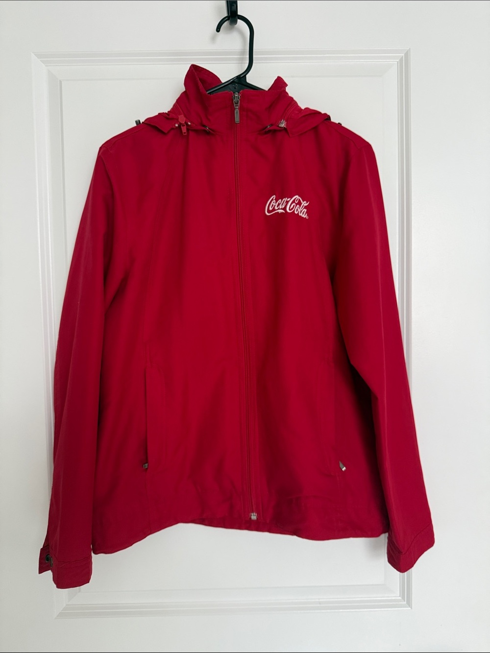 Coca Cola Red Hooded Zip-Front Windbreaker